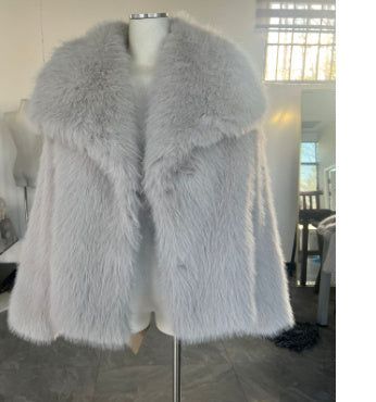 Women’s Winter Plush Coat Warm Thick Fluffy Lapel Jacket Long Sleeve Casual Outerwear