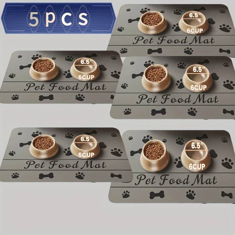 Non-slip quick-drying rubber pet feeding mat for food and water bowls, waterproof and stain-resistant dog placemat