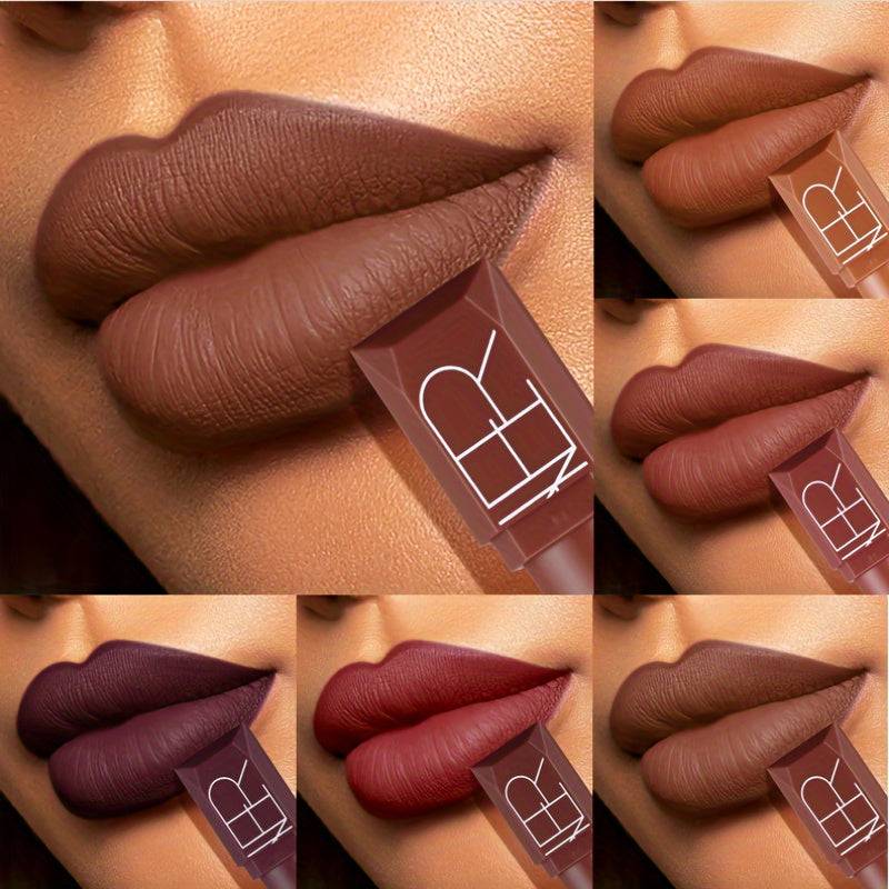 3pcs Velvet Matte Lipstick Set Waterproof Non-Stick Cup Formula with Squalane Long-Lasting Rich Brown, Pink, Purple & Red Shades