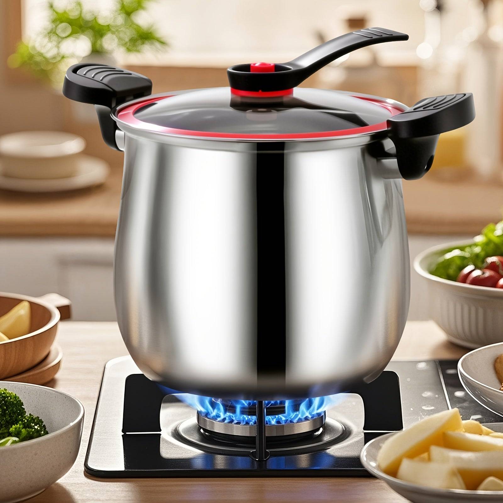 6QT Stainless Steel Stock Pot with Lid – Heavy-Duty Non-Stick Cookware, Induction Compatible, Large Soup & Stew Pot with Ergonomic Handles