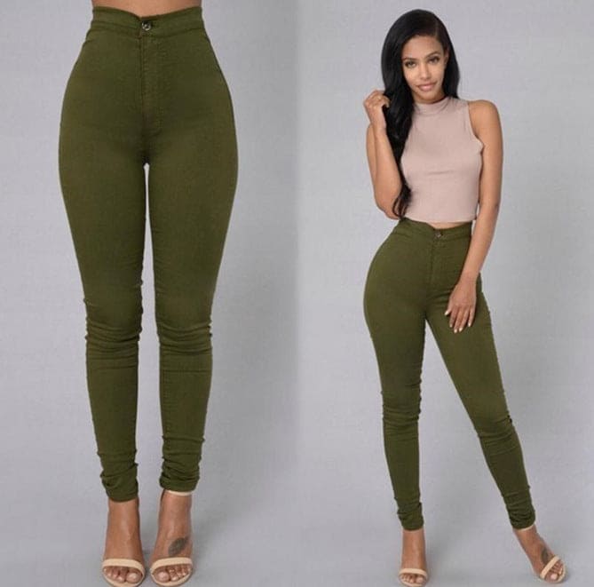 Casual Pants For Women High Waist Stretch Slim Trouser Skinny Candy Color - PMMNAPOLES