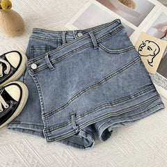 Irregular Denim Sheath Half-length Pants Casual Shorts - PMMNAPOLES