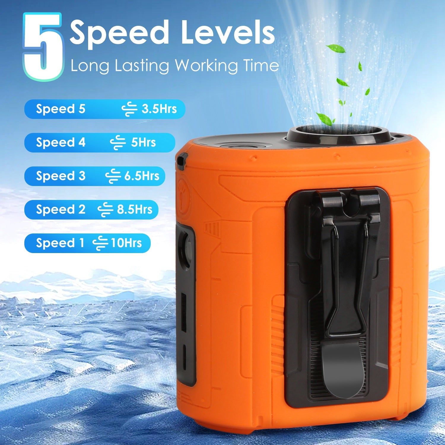 Portable Waist Clip Fan With LED Light And Power Bank