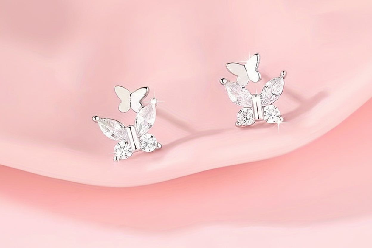 925 Sterling Silver Hypoallergenic Earrings Set with Zircon