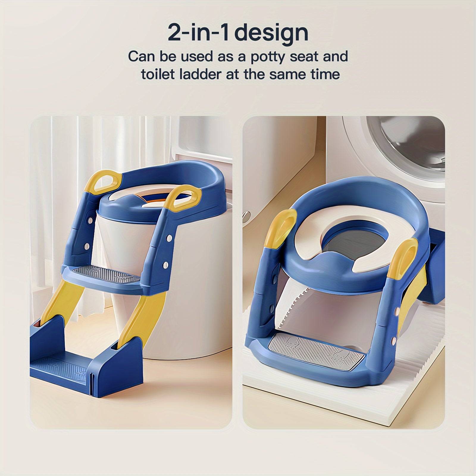 2-in-1 potty training seat for toddlers, adjustable height, soft cushion, anti-slip base and foldable design