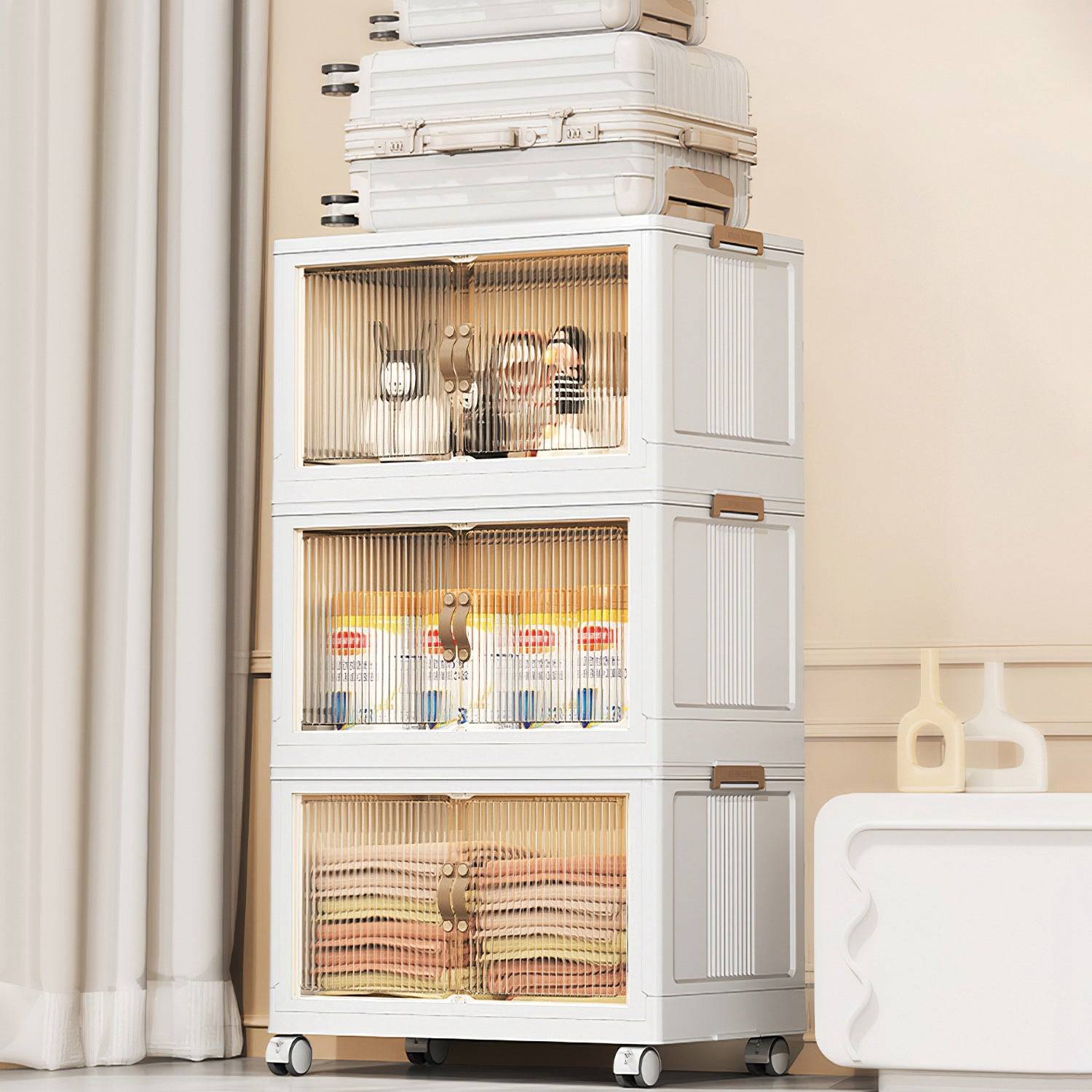 3Pcs Foldable Storage Bins with Lid and Wheels