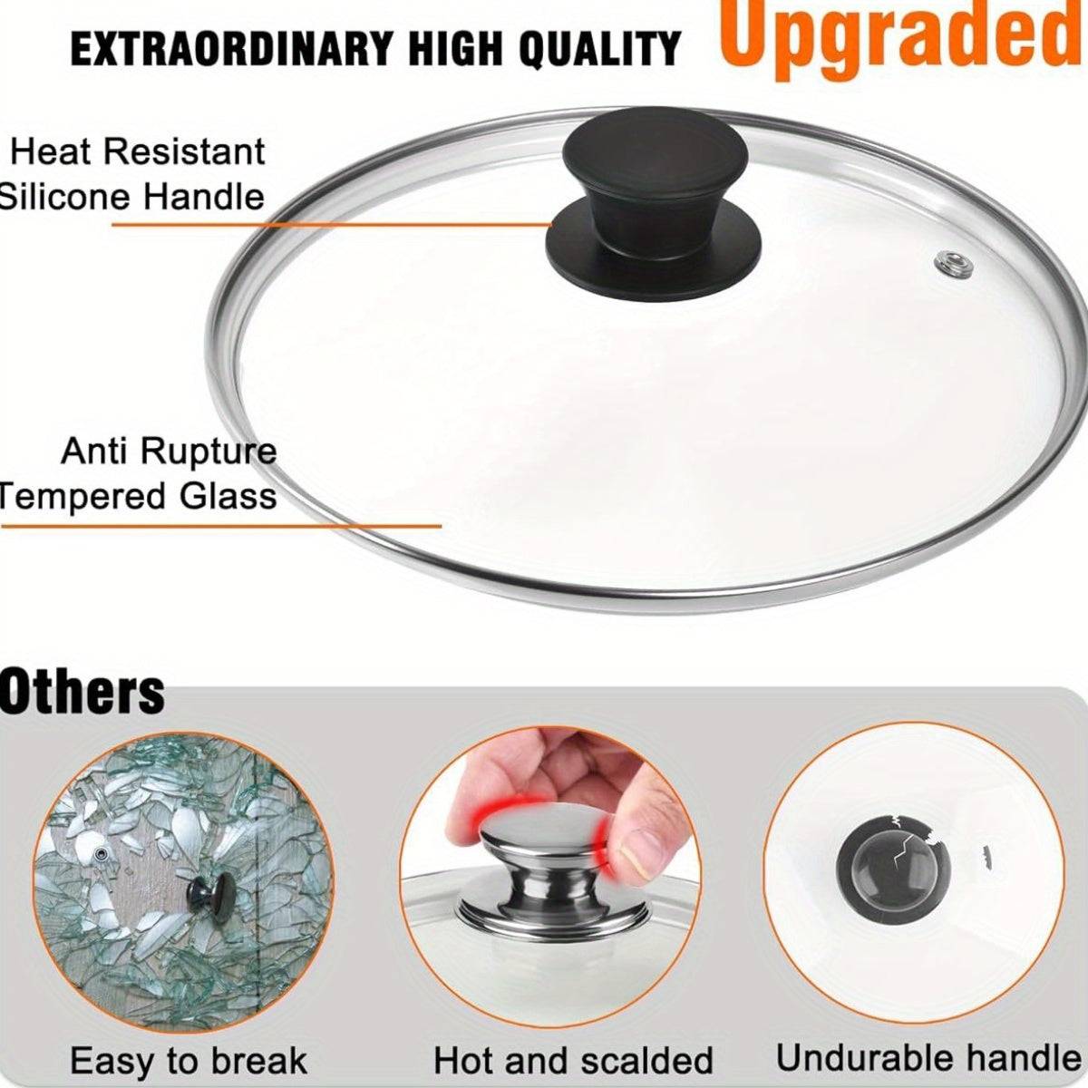 Tempered Glass Lid for 8-Quart Pressure Cooker – Replacement Accessory with Silicone Knob & Steam Vent, Heat-Resistant & Dishwasher Safe