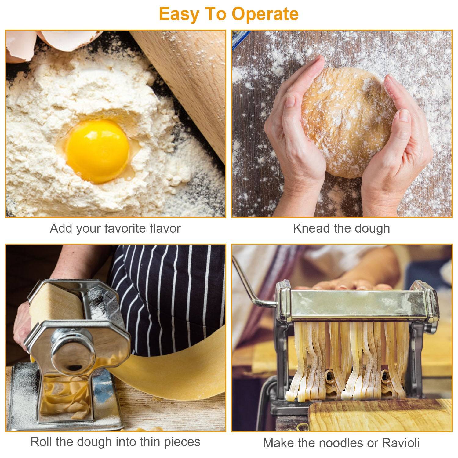 Stainless Steel Pasta Maker Adjustable Settings