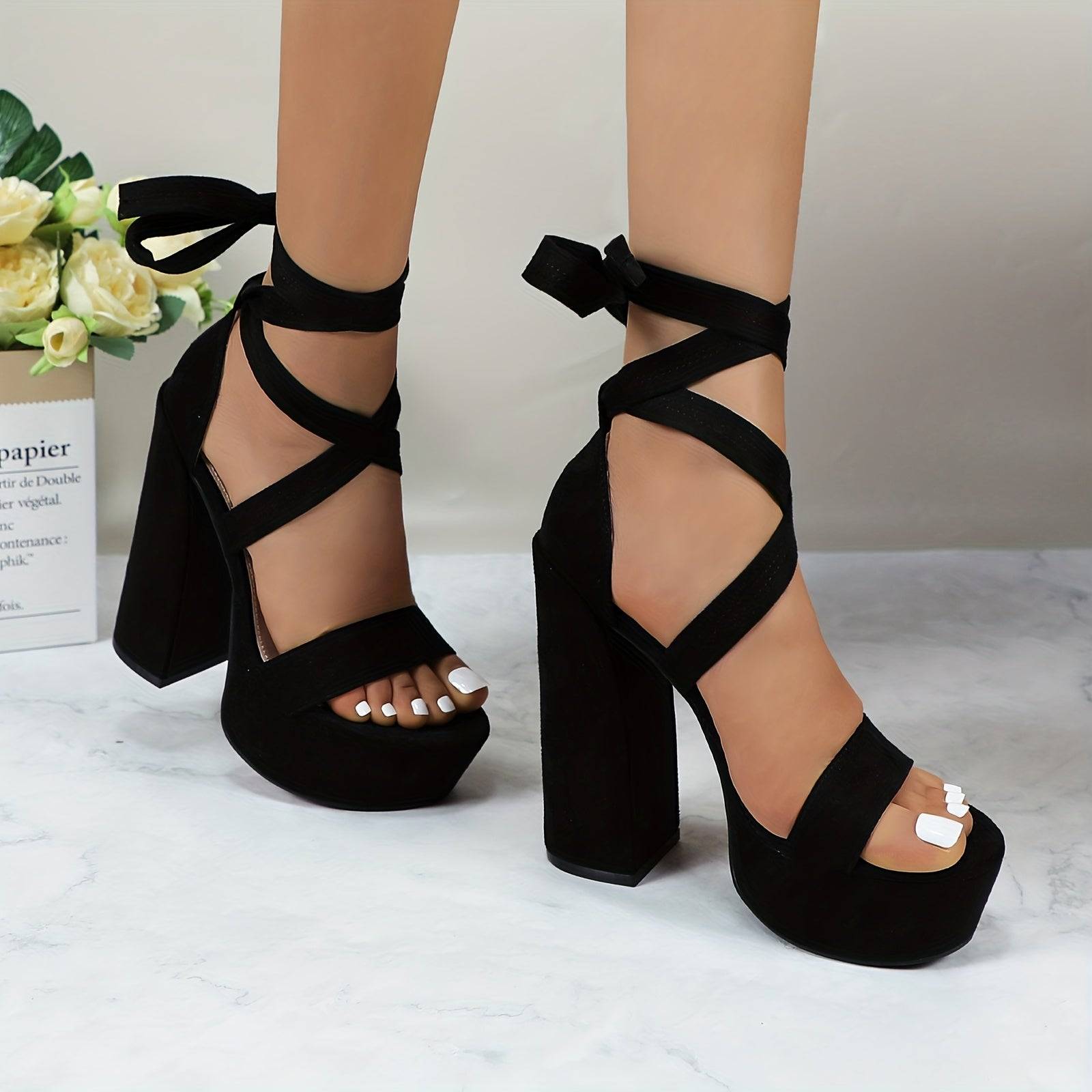 Women's Chunky Block Platform Heels, Strappy Gladiator Open Toe Dressy Pumps Sandals for Wedding, Party, Dance or Office