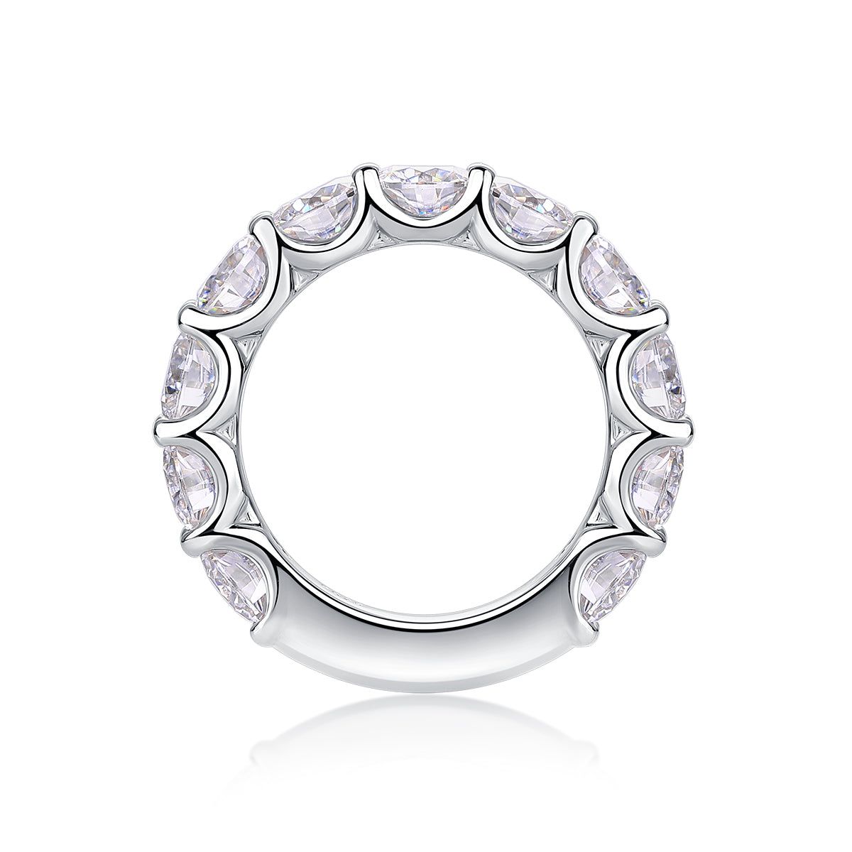 Round Moissanite Bezel Ring in S925 Silver Platinum Plated