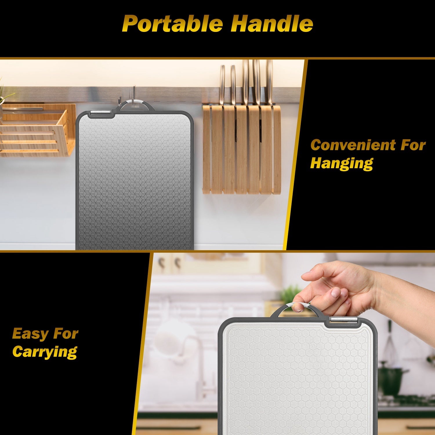 Double Sided Cutting Board Set with Steel and PP Design