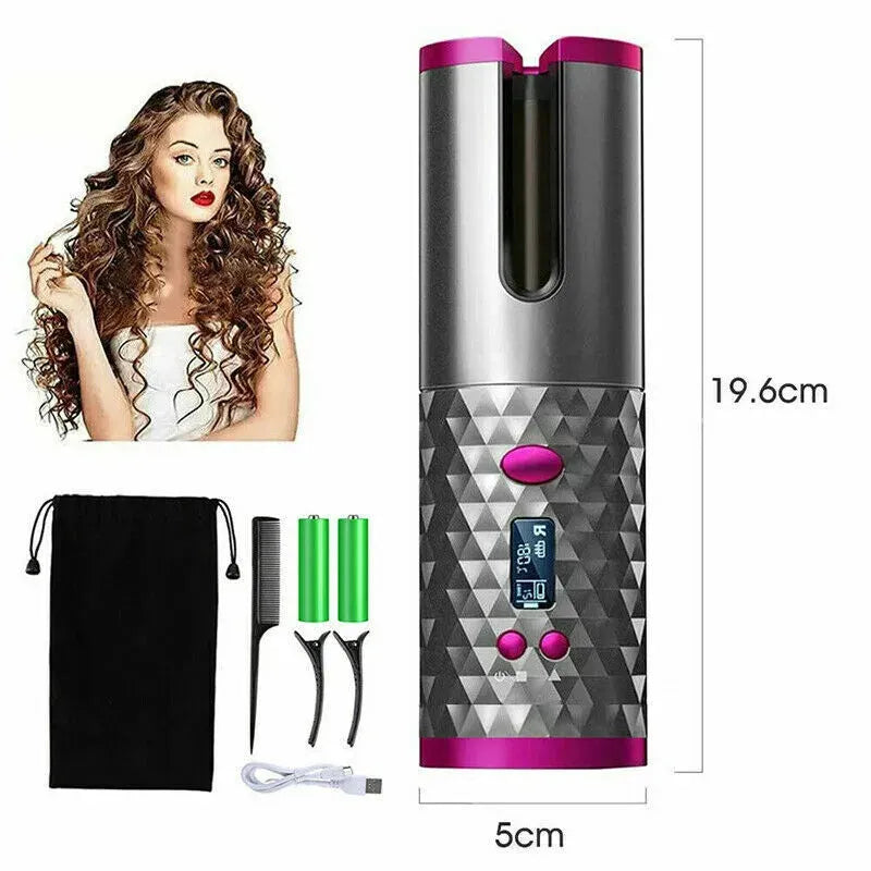 Cordless Automatic Curling Iron with LCD