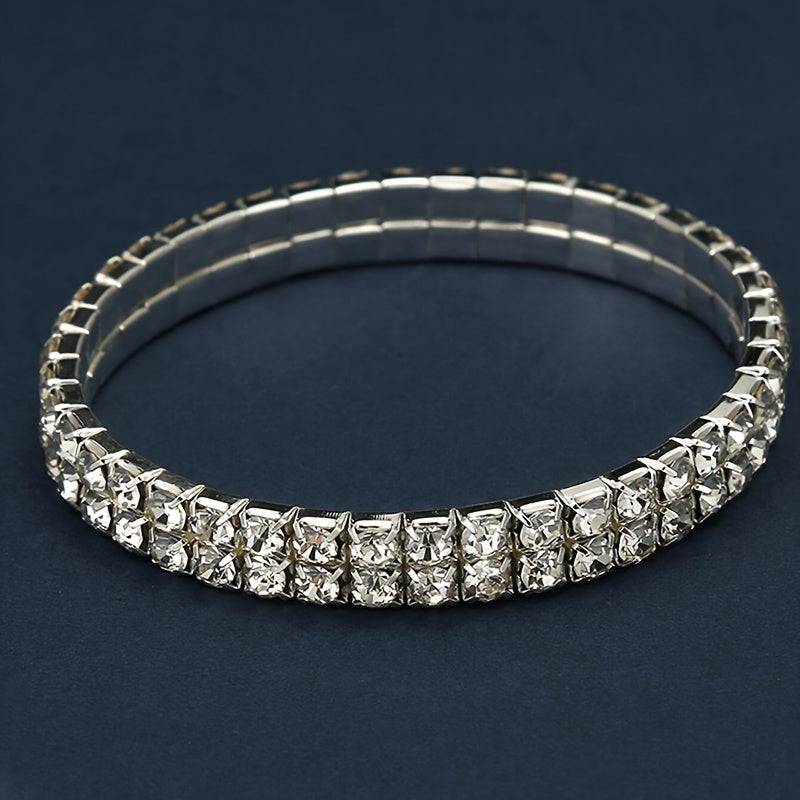 Close-up of rhinestone bracelet from the Luxury Evening Bag & Jewelry Set, perfect for weddings and glamorous occasions.