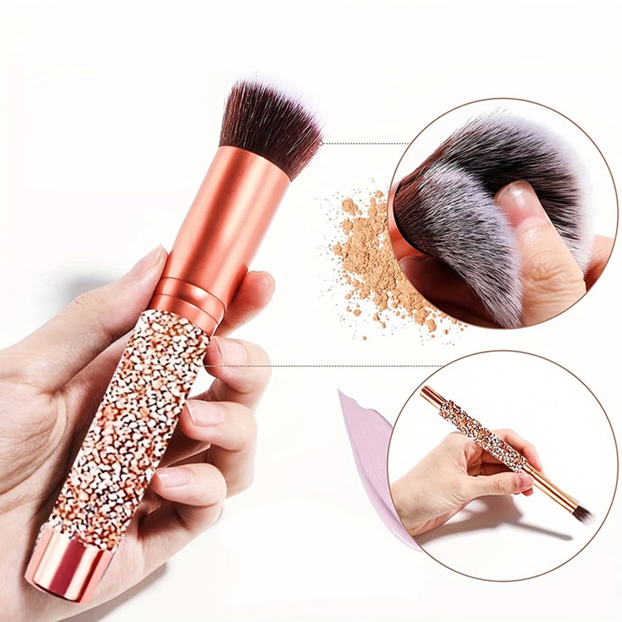 10PCS Luxury Crystal Makeup Brush Set for Face and Eyes