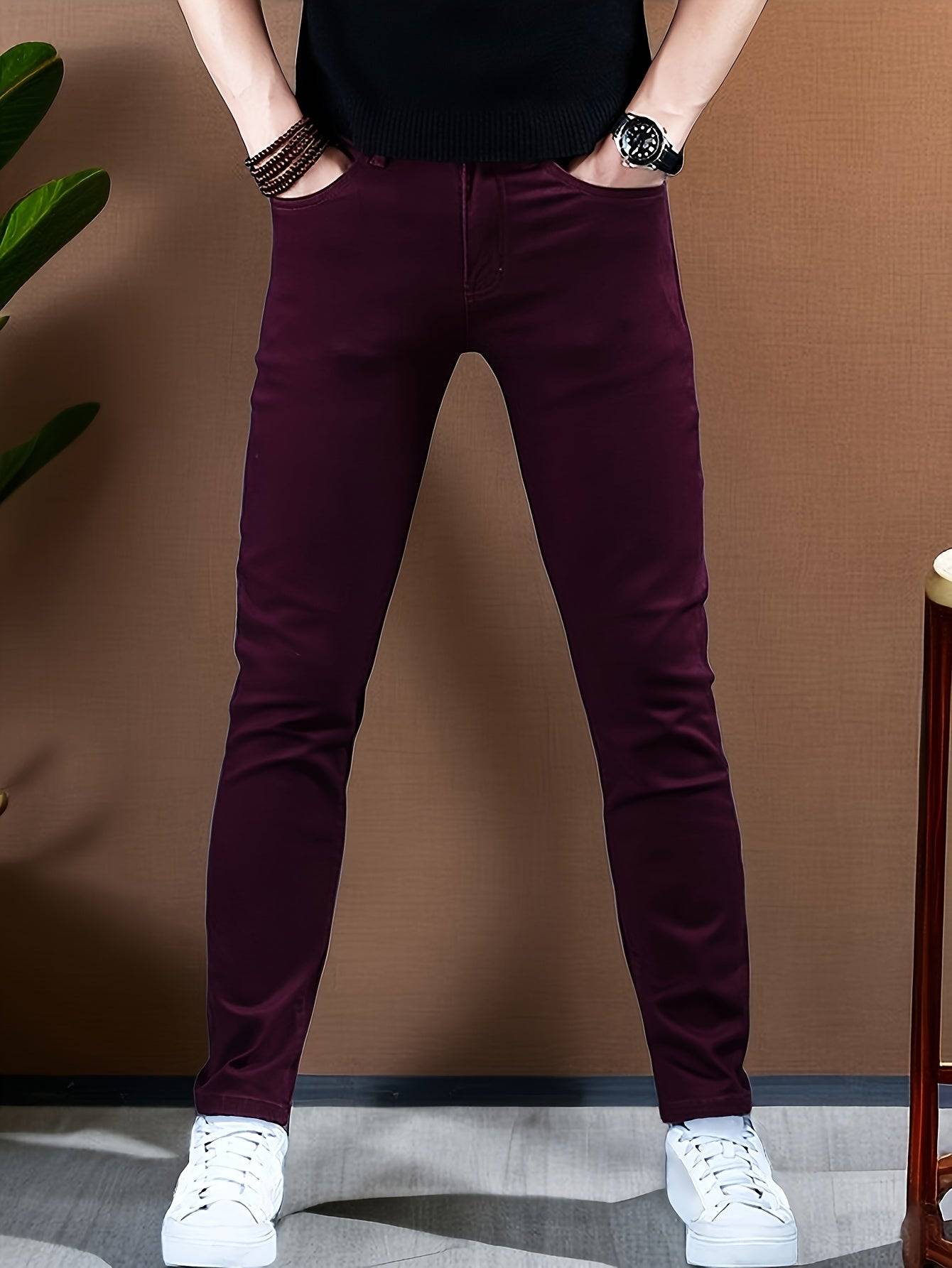 Men’s Slim Fit Jeans Stretch Denim with Elastic Waistband Cotton Blend Straight Leg All-Season Comfort Wear