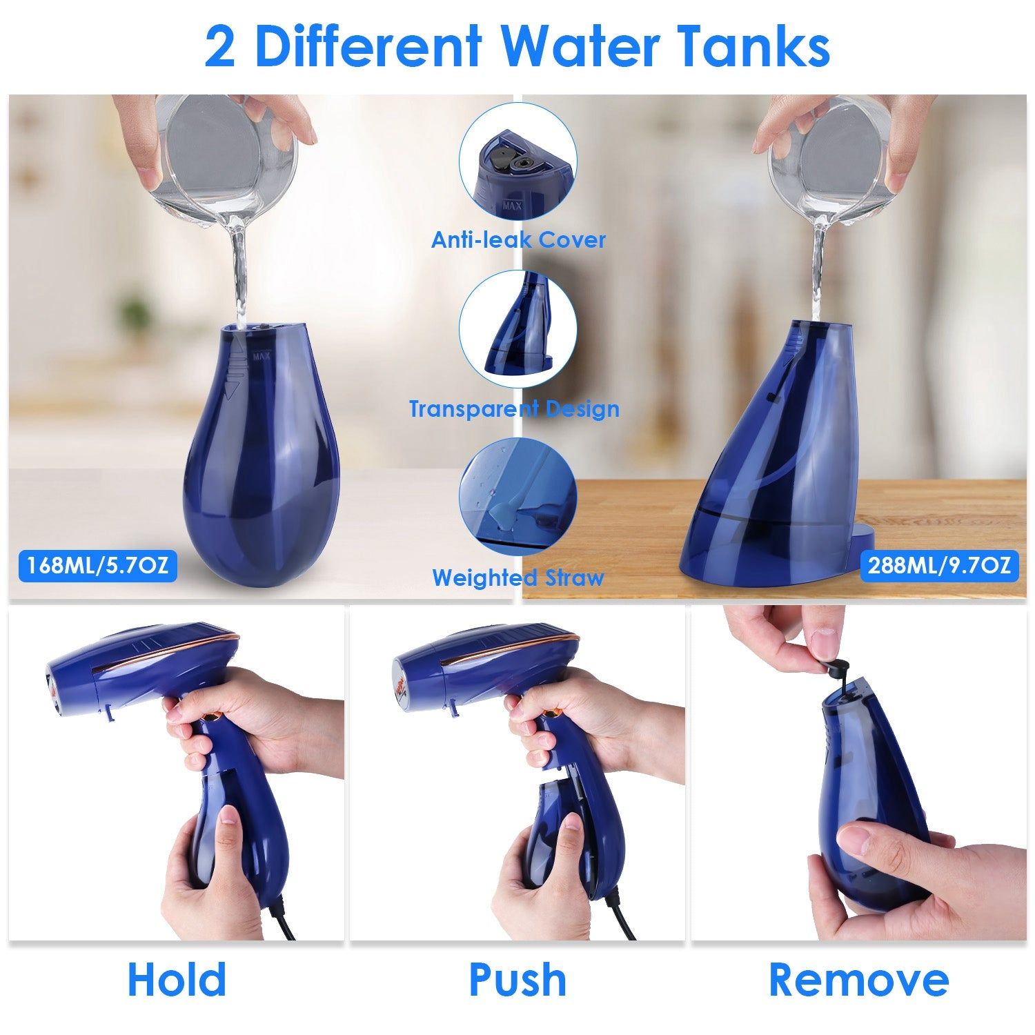 1500W 2 In 1 Portable Clothes Steamer With Dual Tanks