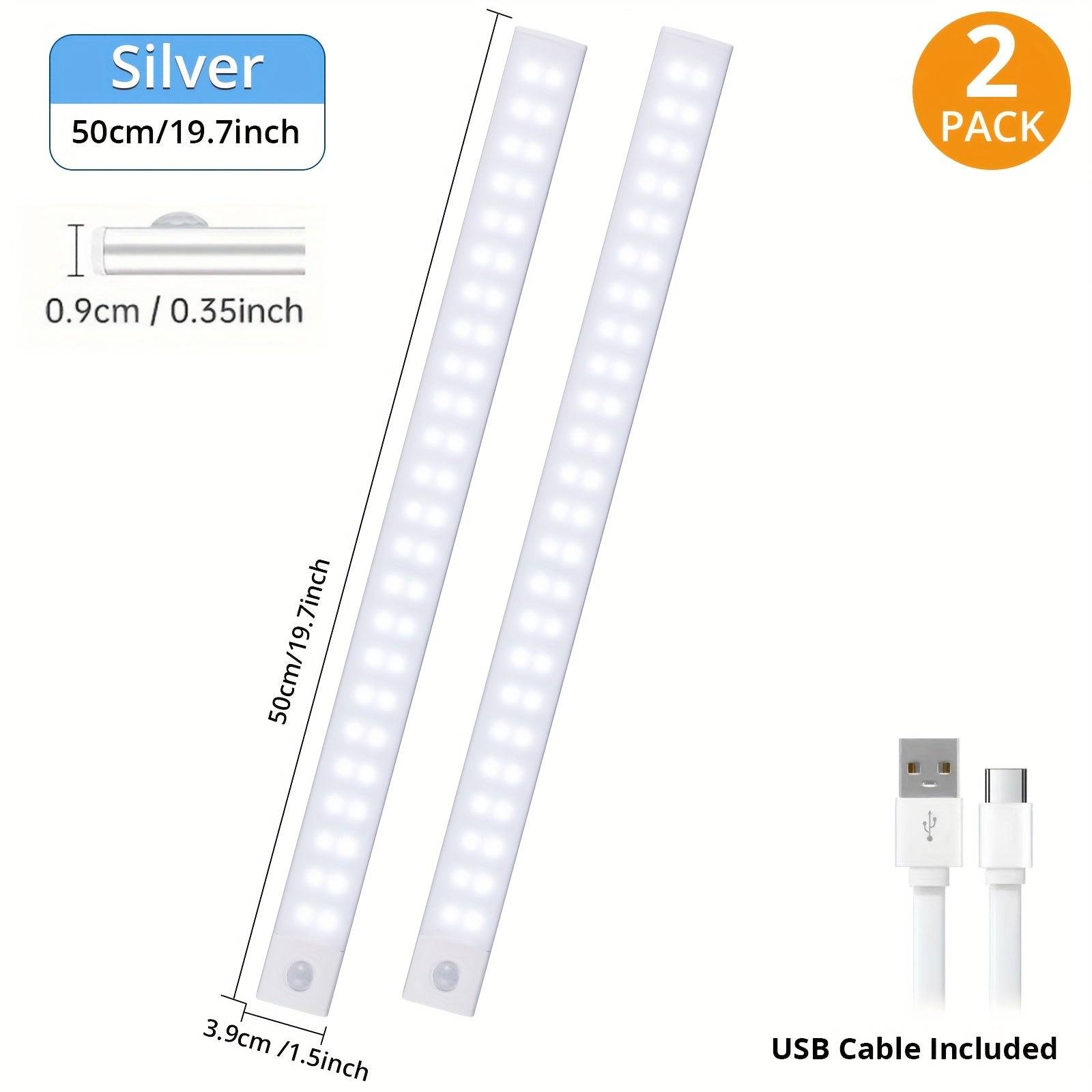 2/4pcs Motion Sensor Cabinet Lights Rechargeable Stick-On Fixtures with 3 Color Modes Magnetic Wireless LED for Closet & Kitchen