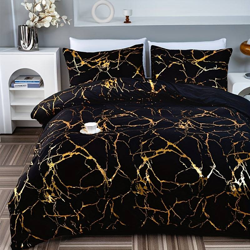 3-Piece Duvet Cover Set – Super Soft & Breathable Bronzing Texture, Includes 1 Duvet Cover + 2 Pillowcases, All-Season Bedding for Home or Dorm