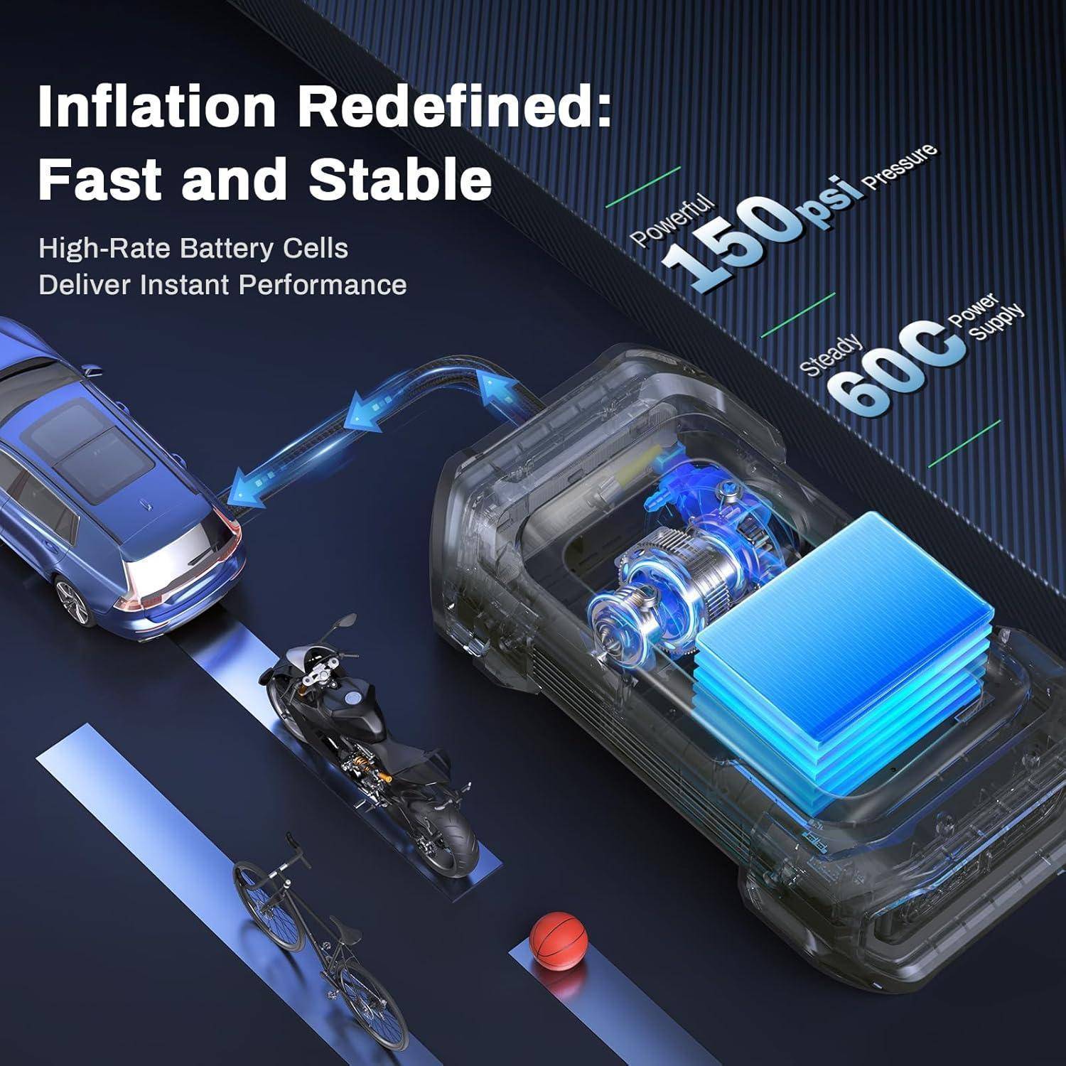 Jump Starter 3000A Portable with Air Compressor