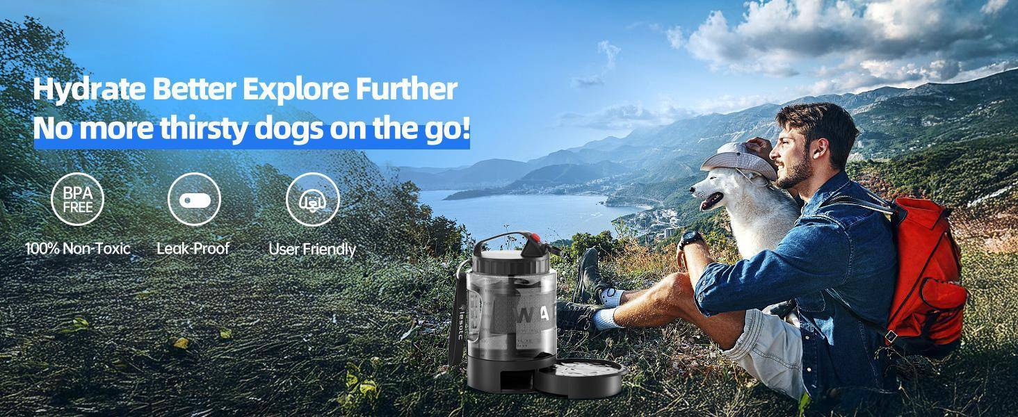 Dog Water Bottle Portable Pull Out Bowl Leak Proof Hydration