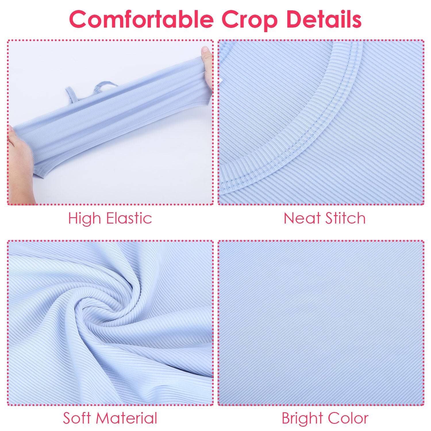 Women Ribbed Crop Tops 3 Pack Stretch Tank Set