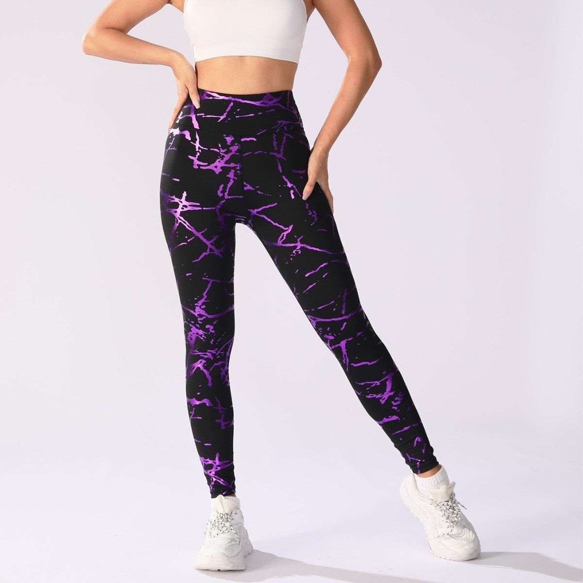 Women’s High Waist Bronzing Leggings Shiny Polyester Slim Fit Hip Lift Pants for Sports and Casual Wear