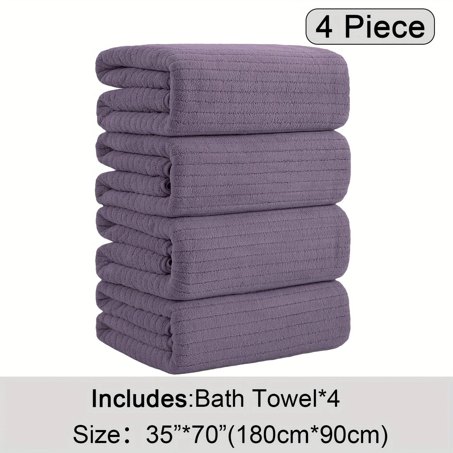 4-Pack Oversized Bath Towels Set 35"x70" XL Microfiber Towels Quick-Dry, Soft & Absorbent for Family or Hotel Use