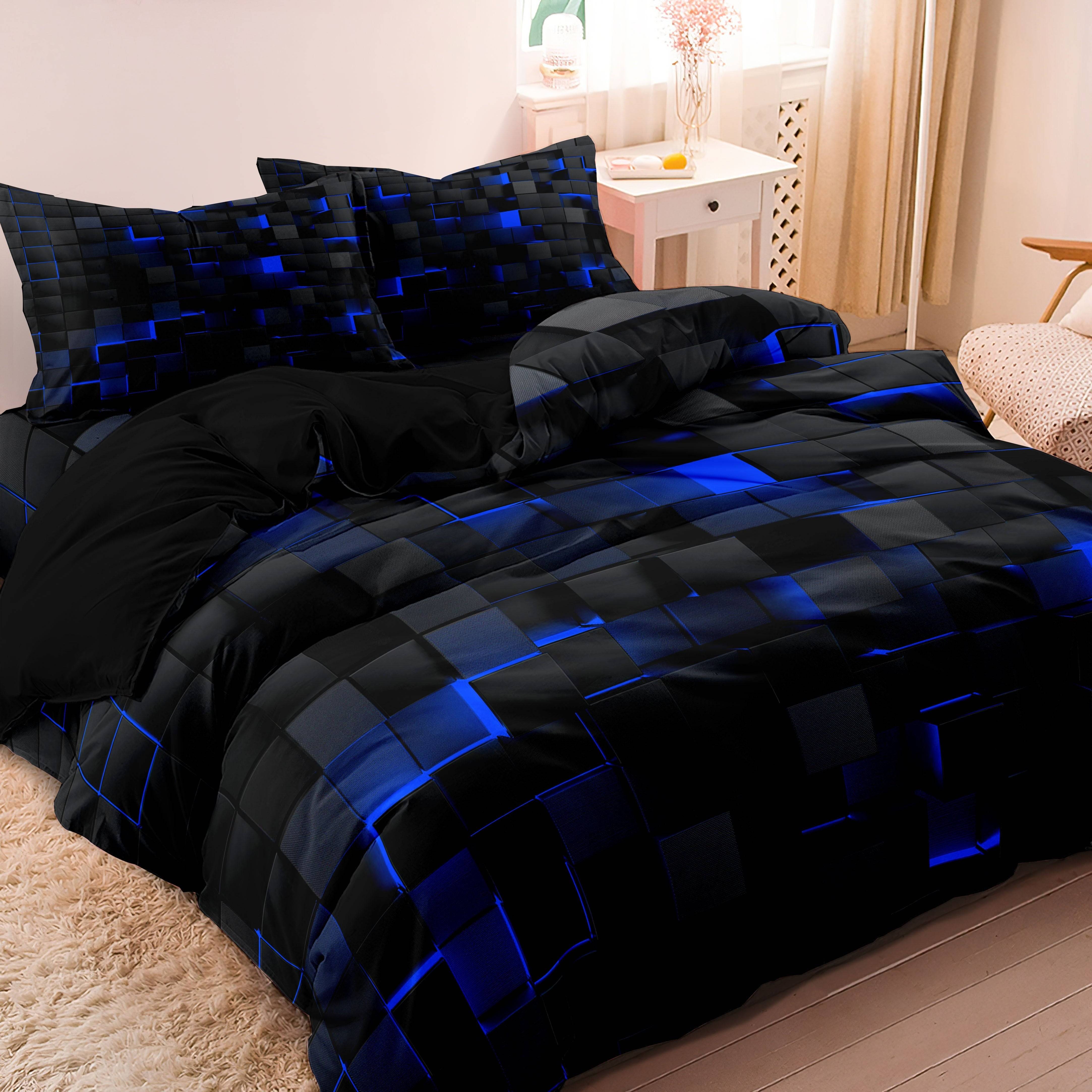 3-Piece Geometric Grid Duvet Cover Set – Multicolor Soft & Breathable Bedding, Hypoallergenic and Easy-Care for Bedroom or Guest Room