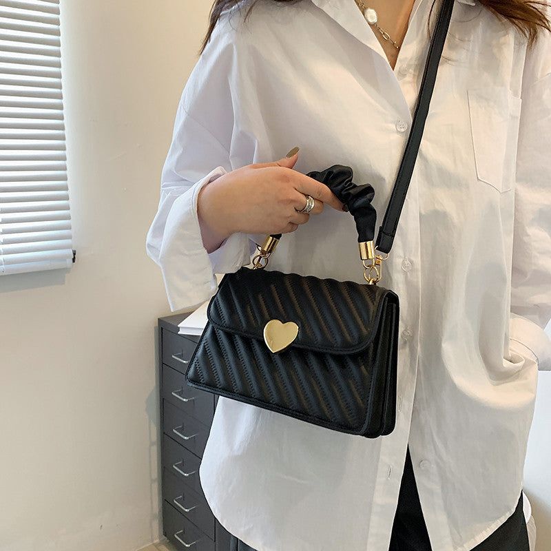 Womens PU Leather Tote Bag with Chain Strap and Love Metal