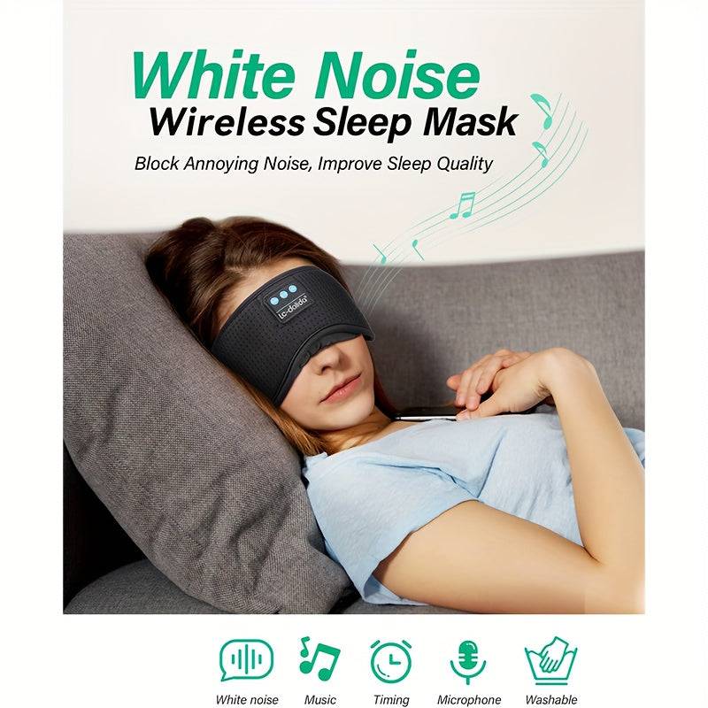 Sleep Headphones with Eye Mask & Wireless Charging Lightweight Breathable Headband for Side Sleepers, Travel & Home