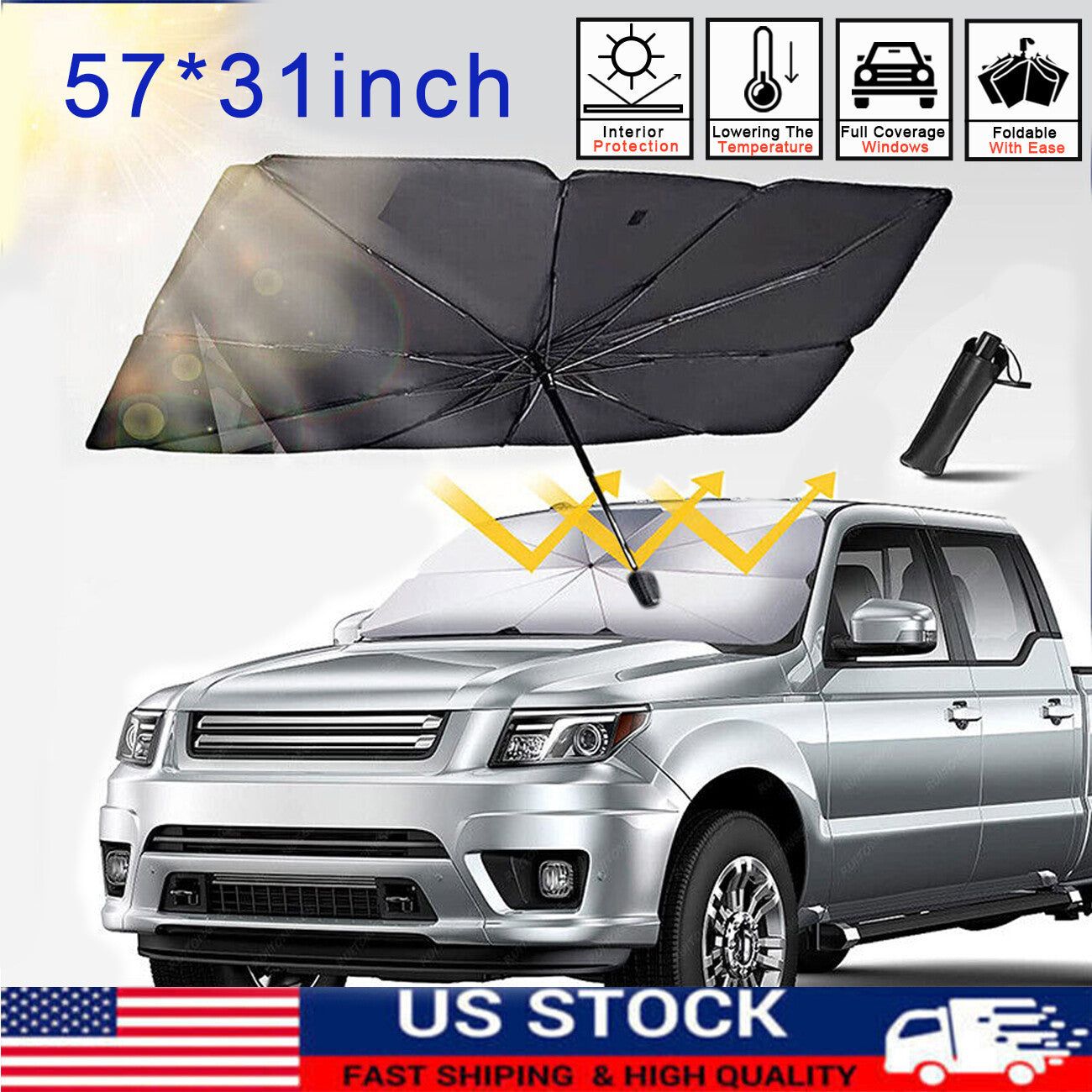 Car Umbrella Sunshade Foldable Windshield UV Protection