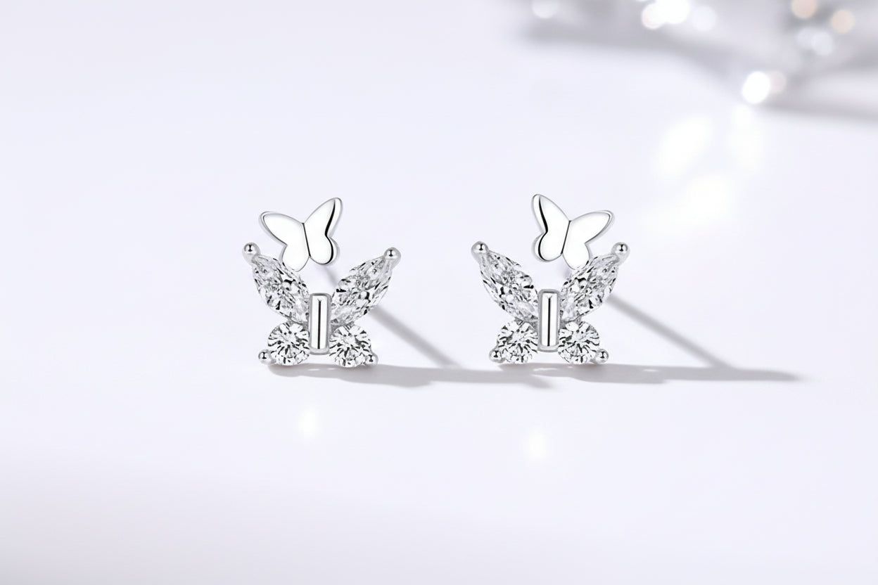 925 Sterling Silver Hypoallergenic Earrings Set with Zircon