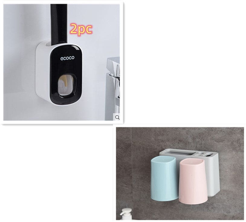 Wall Mounted Automatic Toothpaste Holder Bathroom Accessories Set Dispenser - PMMNAPOLES