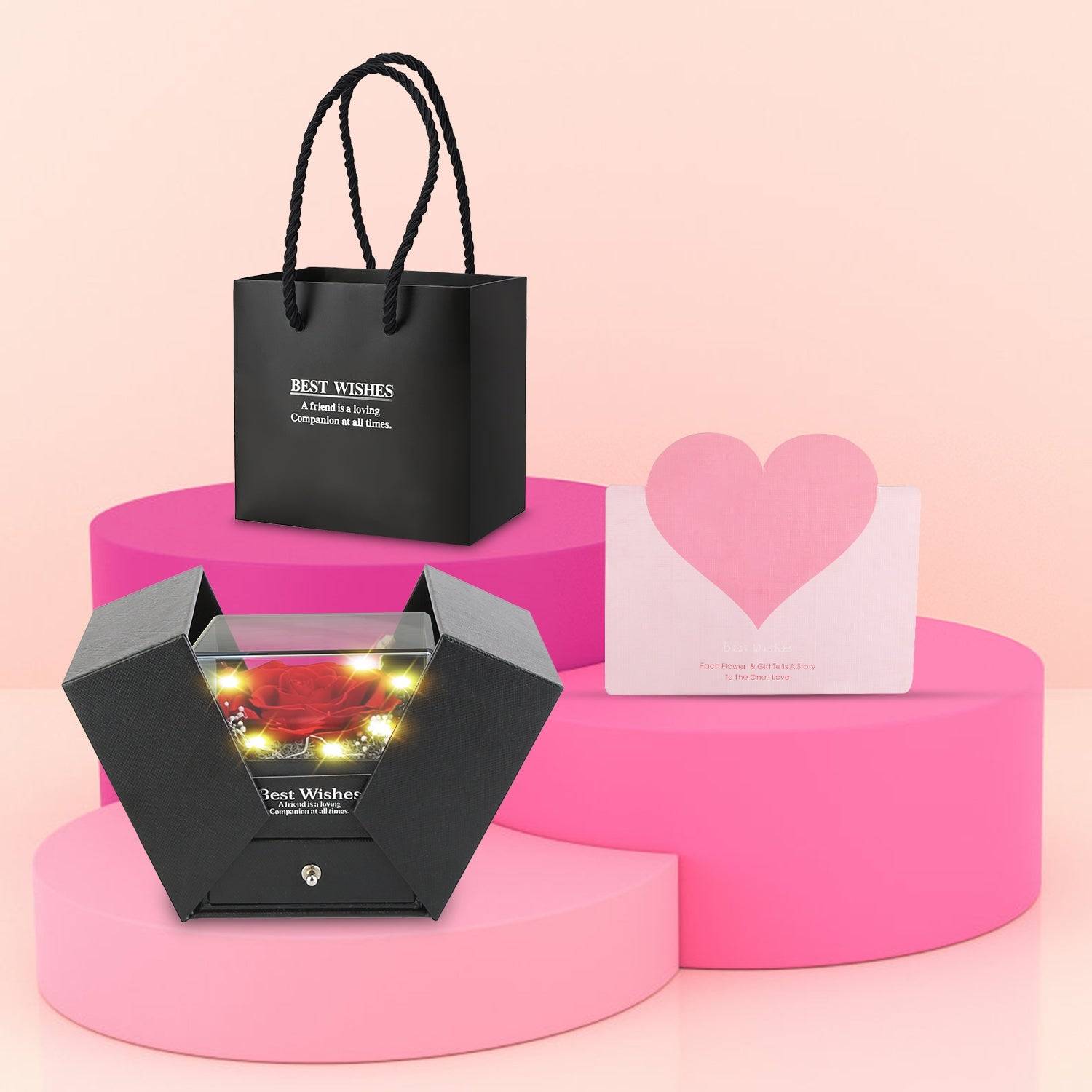 Preserved Rose Heart Necklace Gift Box