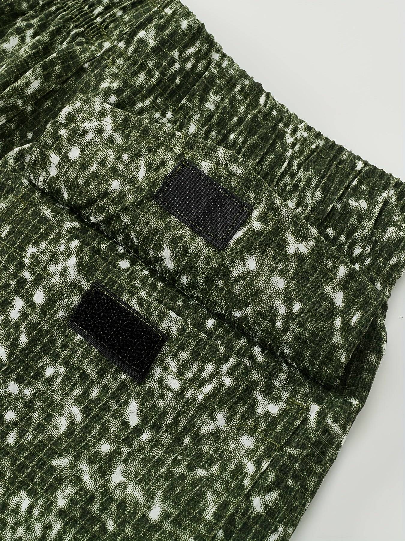 Men’s Cargo Shorts Tie-Dye Camouflage, 6 Pockets, Lightweight Polyester, Elastic Waist for Summer Outdoor Streetwear