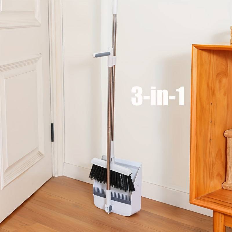 3-Piece Broom Set for Indoor & Outdoor Cleaning Lightweight Multi-Surface Sweeping Tools for Kitchen, Bedroom & Patio