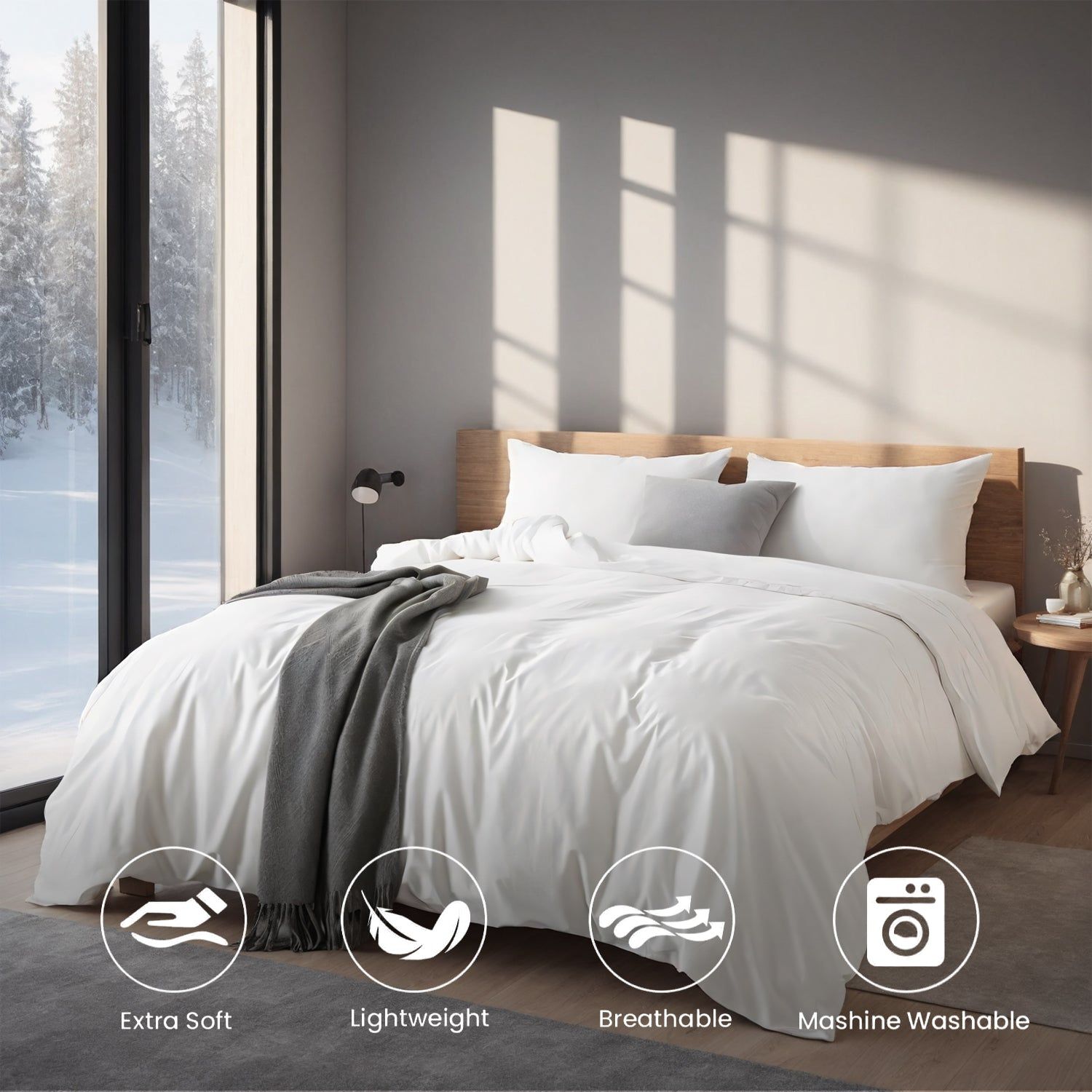 Extra Large Duvet Covers Set in White and Pink