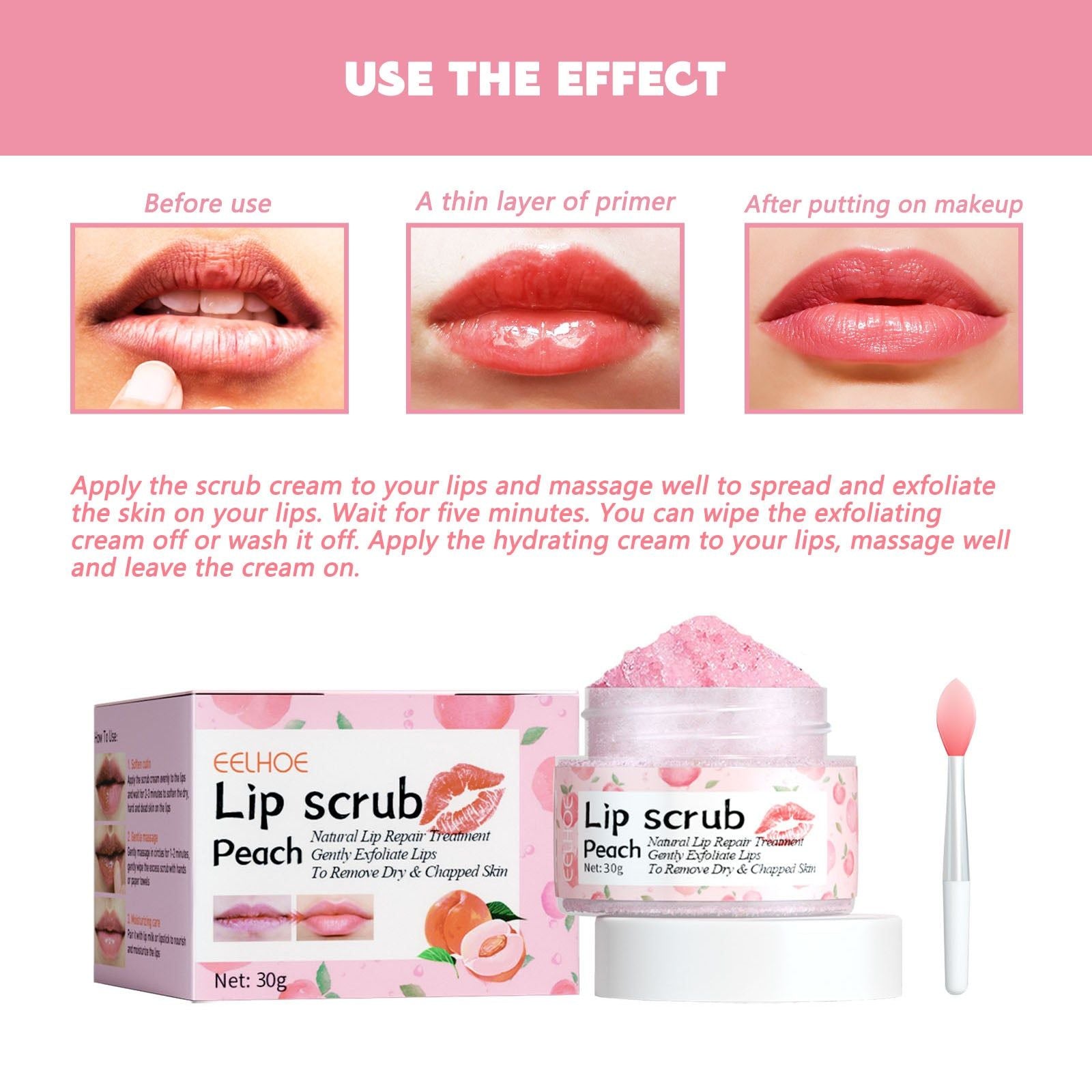 Peach Lip Scrub Hydrating Exfoliation Treatment