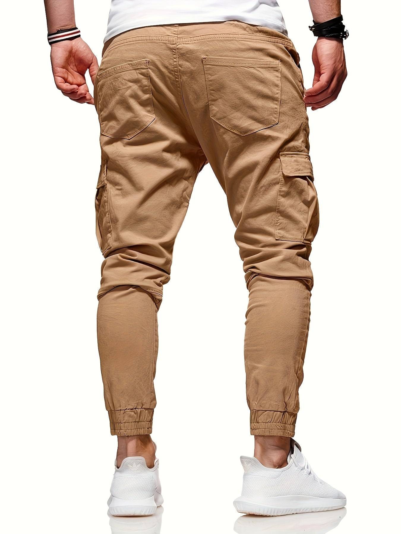 Men’s Cotton Joggers 2-Pack – Elastic Waist, Side Pockets, Solid Color for Spring/Autumn