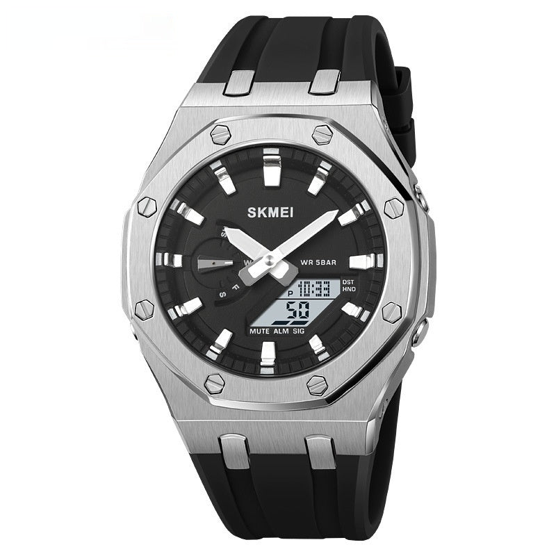 Men’s Multifunction Sports Watch Waterproof 50M Electronic LED Luminous Display with Silicone Strap
