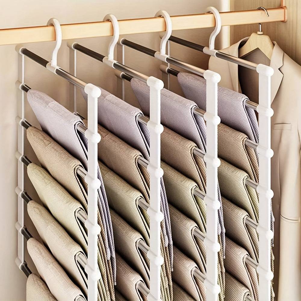Stainless Steel Multi-Garment Hanger 1/2/3 Pack Heavy-Duty Space-Saving Closet Organizer for Pants, Jeans, Shirts, Towels & Scarves