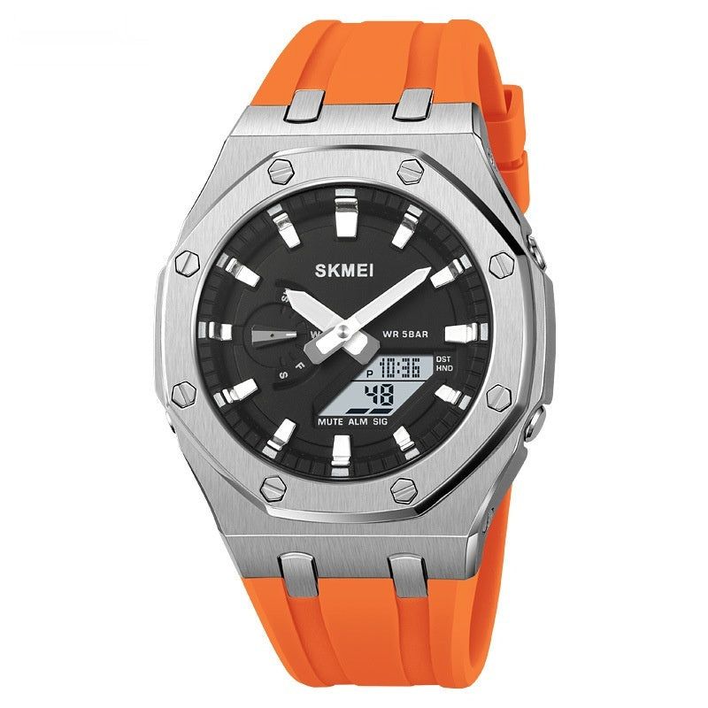 Men’s Multifunction Sports Watch Waterproof 50M Electronic LED Luminous Display with Silicone Strap