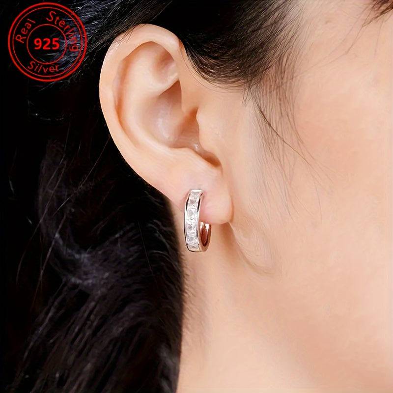 925 Sterling Silver Zirconia Earrings – Lightweight, Hypoallergenic Daily Shine for Women’s Casual & Elegant Outfits