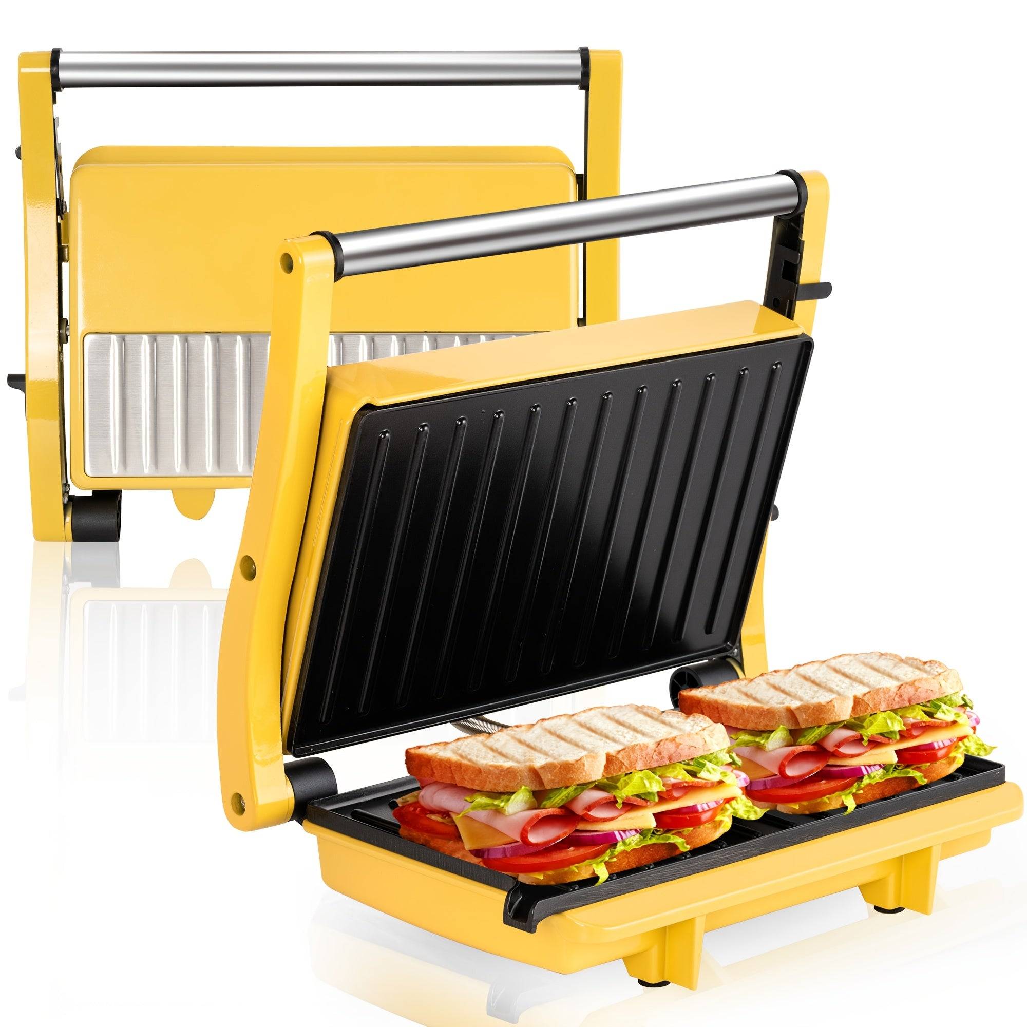 Electric 3-in-1 Panini Press Grill – Non-Stick Plates, 180° Opening & Floating Hinge for Versatile Indoor Cooking