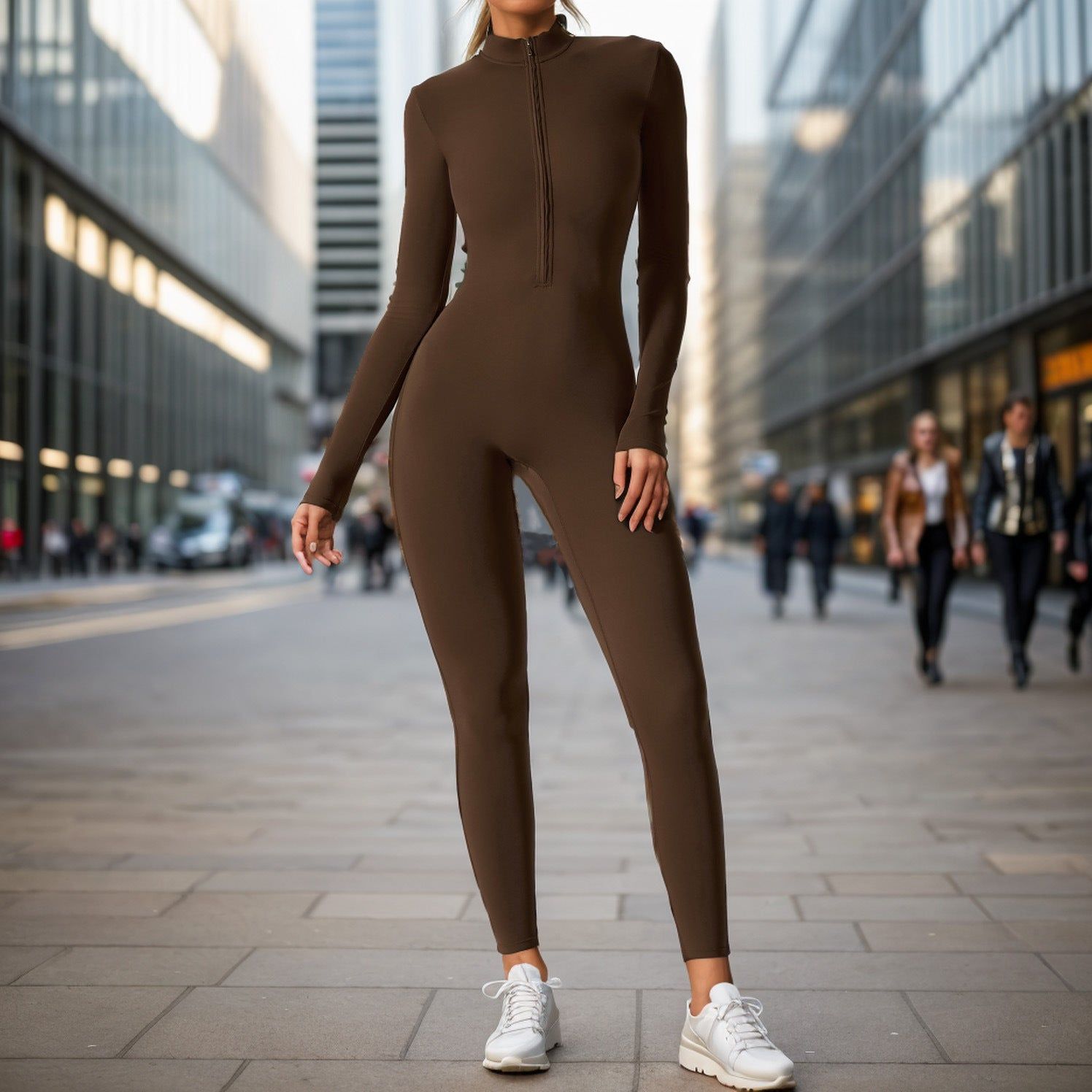 Women’s One-Piece Workout Jumpsuit with Hip-Lifting Design, Tight Fit, Moisture-Wicking Nylon