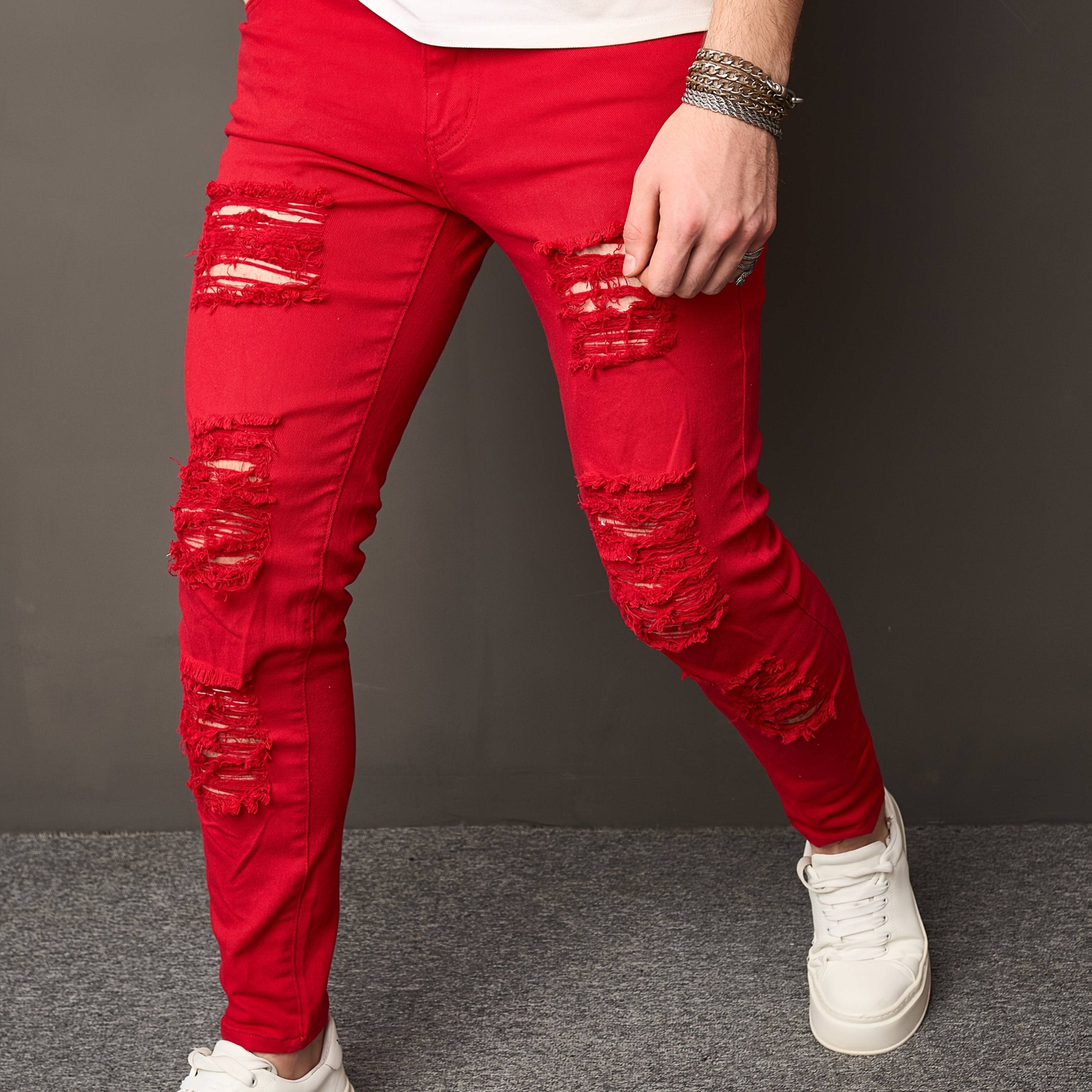 Men’s Fashion Jeans Youth Streetwear Denim Pants with Slim Fit Design Modern Casual Style for Everyday Wear