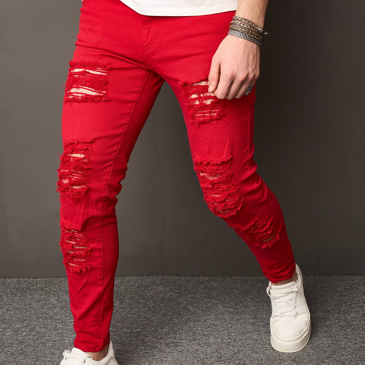 Men’s Fashion Jeans Youth Streetwear Denim Pants with Slim Fit Design Modern Casual Style for Everyday Wear