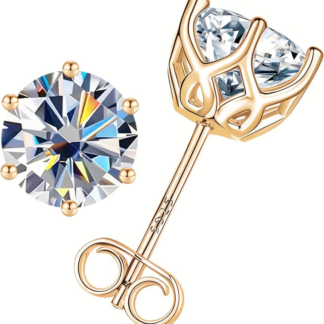 2 Carat Moissanite Stud Earrings in 925 Silver Unisex Hypoallergenic Design Elegant Style for Daily or Gift Use