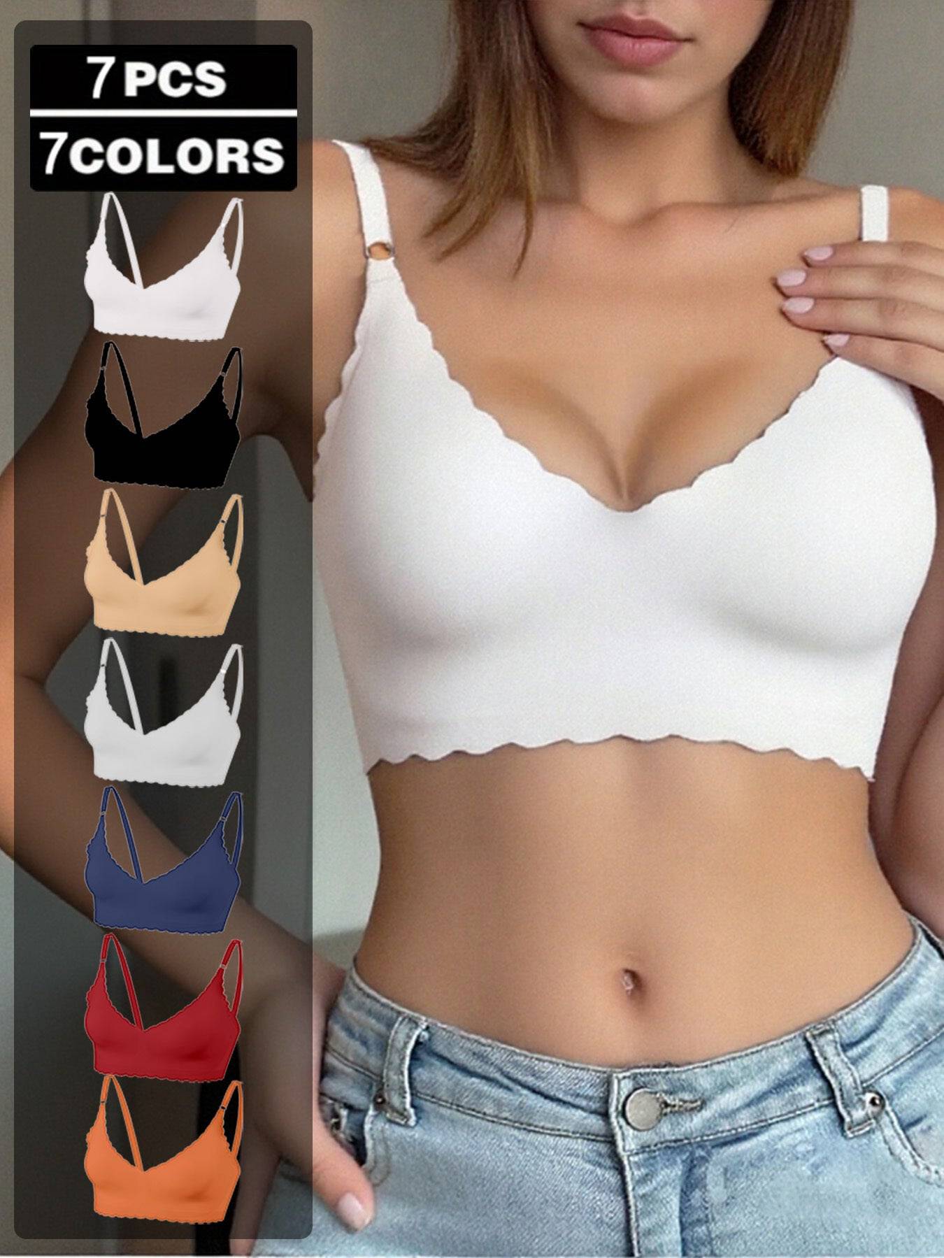 7-Pack Women’s Backless Bras with U-Shaped Adjustable Non-Slip Straps, Seamless Nylon High-Support Design, Multicolor Dress Accessories