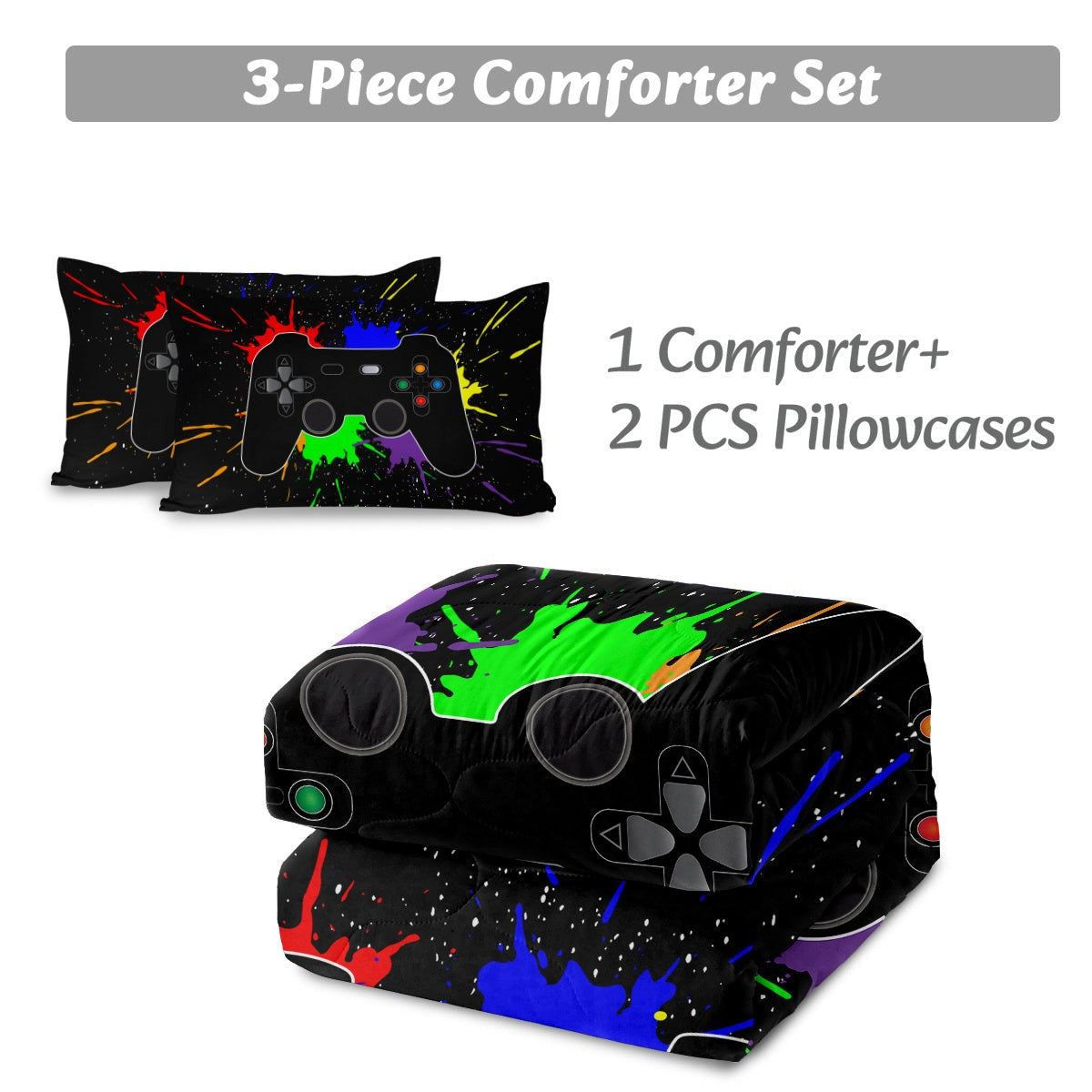 Video Game Bedding Set With Comforter And Pillow Shams